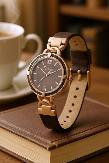 Daniel Klein Freelook Brown Leather Strap Women's Wristwatch