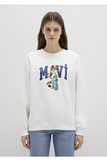 Mavi Kedi Logo Ekru Sweatshirt 1S10460-70057