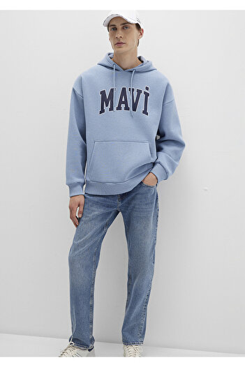 Mavi Logo Baskılı Kapüşonlu Sweatshirt 067149-86998