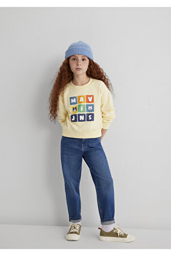 Mavi Baskılı Sarı Sweatshirt 7S10127-84571