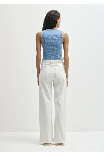 Mavi Malibu Akdeniz Çizgili Kırık Beyaz Jean Pantolon 1010152-89688