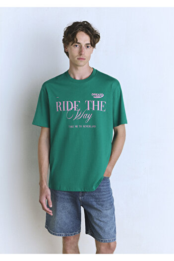 Mavi Ride the Way εμπριμέ πράσινο μπλουζάκι Loose Fit / Loose Relaxed Fit 0612781-71877