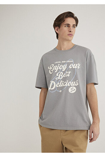 Mavi Τυπωμένο γκρι μπλουζάκι Loose Fit / Loose Relaxed Fit 0612308 -70098