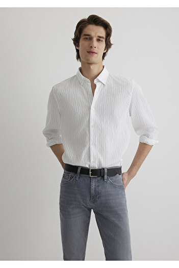 Mavi Cămașă albă modal cu dungi Regular Fit / Regular Cut 0211446-900