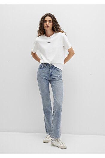 Mavi Λευκό μπλουζάκι με λογότυπο εμπριμέ Loose Fit / Loose Comfortable Cut 1612829-80194