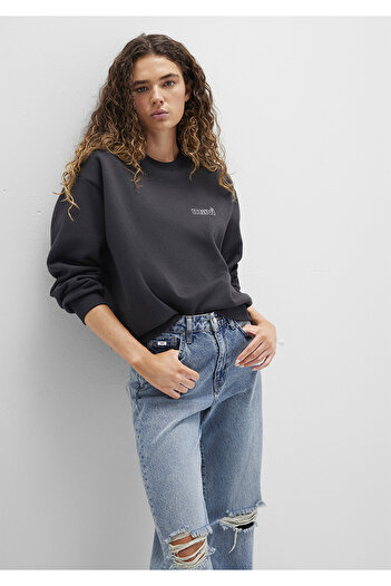 Mavi Logo Baskılı Antrasit Sweatshirt 1611656-82185
