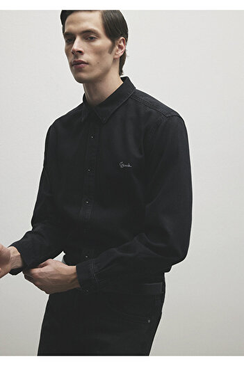 Mavi Roy Lux Чорна антрацитова джинсова сорочка Slim Fit / вузький крій 0210496-82410