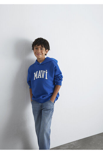 Mavi Logo Baskılı Kapüşonlu Sweatshirt 6610110-70896