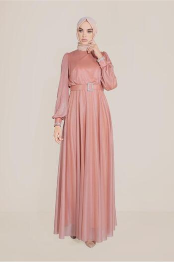 Alvina Glossy Fabric Belt Dress 40736