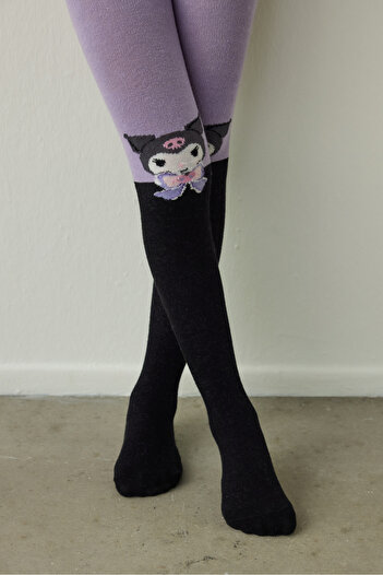 Penti Black Girl Pretty Kuromi Cartoon Patterned 100 Denier Pantyhose