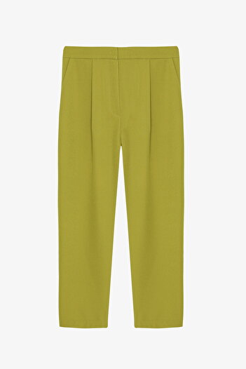 Quzu Elastic Waist Fabric Trousers Olive