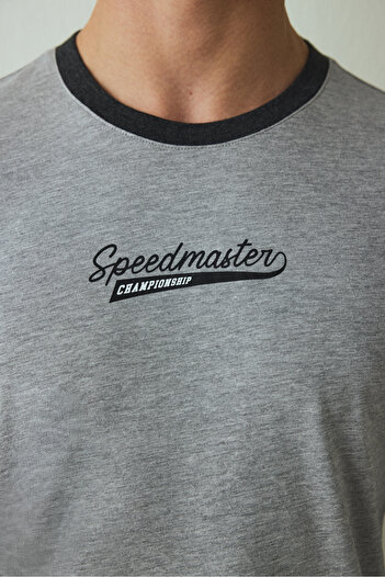 Penti Erkek Speedmaster Slogan Baskılı Bisiklet Yaka Pamuklu Uzun Kollu Pijama Takımı