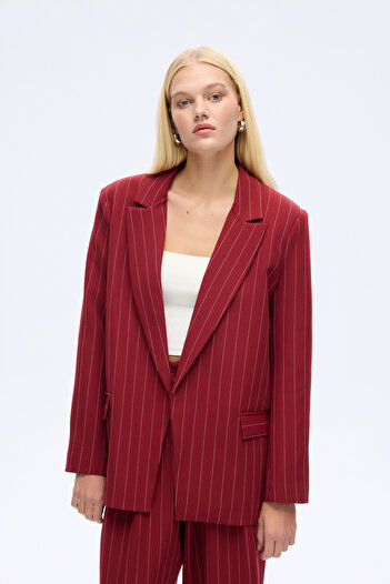 Quzu Jachetă blazer cu dungi Bordeaux