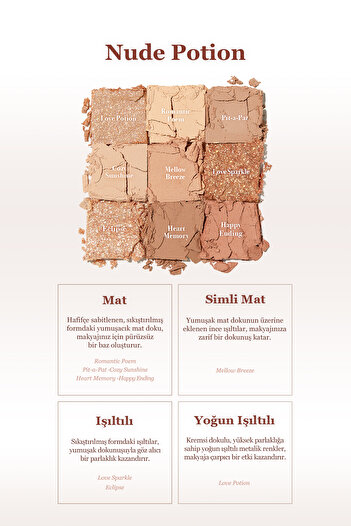 dasique Mat ve Işıltılı Renk Seçenekleri Sunan Far Paleti DASIQUE Shadow Palette (#03 Nude Potion)