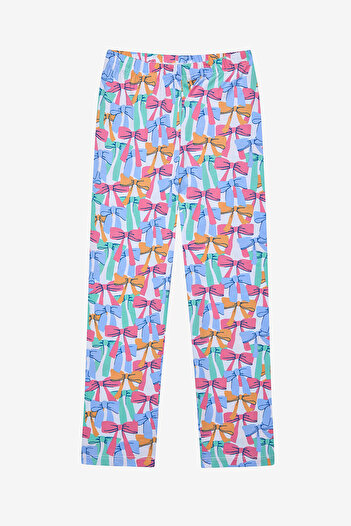 Penti Kız Çocuk Colorful Bows Pamuklu Gömlek Kırık Beyaz Pijama Takımı