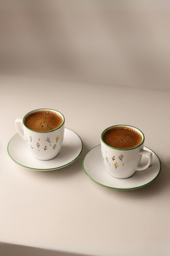 Rakle Botanical Seramik 2'li Kahve Fincan Takımı 110 cc
