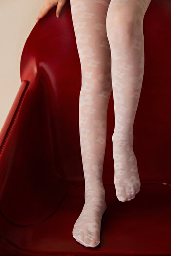 Penti White Daisy Patterned Pantyhose