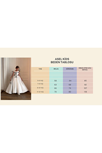 Asel Kids KIZ ÇOCUK ÖZEL GÜN BEYAZ PARTİ ELBİSESİ
