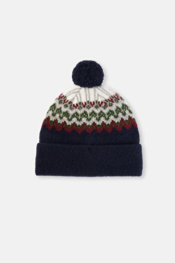 Dagi Multicolor Children's Ethnic Patterned Pom-Pom Beanie