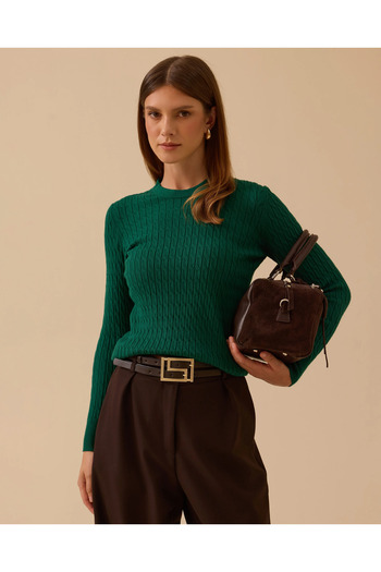 SEÇİL Knitted Pattern Crew Neck Knitwear