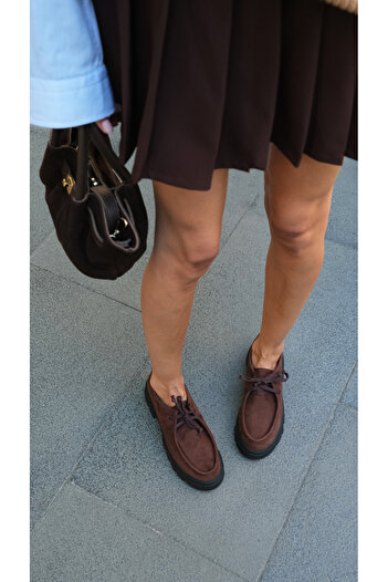 Mio Gusto Hope Kahverengi Kalın Tabanlı Kadın Loafer Ayakkabı