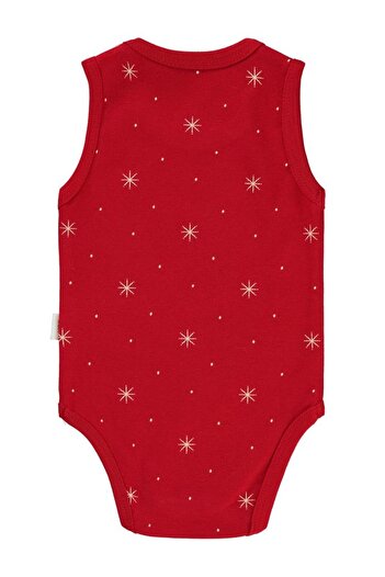 Civil Baby Geyik Baskıl 1-18 Ay Çıtçıtlı Badi - Kırmızı 1-3 Ay