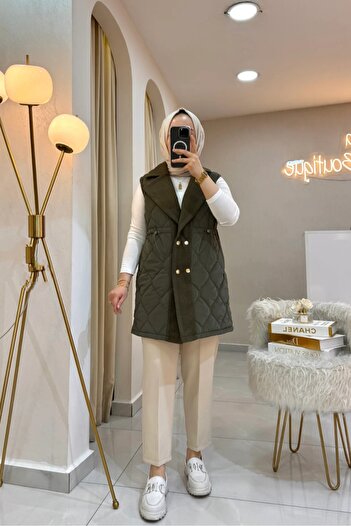 Safgiyim44 Premium Khaki Vest with Stamp Detail
