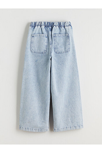LC Waikiki Yeni Sezon Beli Lastikli Stitch Baskılı Kız Çocuk Jean Pantolon