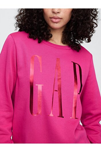 GAP Kadın Koyu Pembe Logo Crewneck Sweatshirt