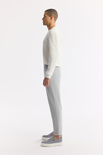 Avva Erkek Açık Gri Beli Lastikli Bi-Stretch Chino Slim Fit Pantolon B003033