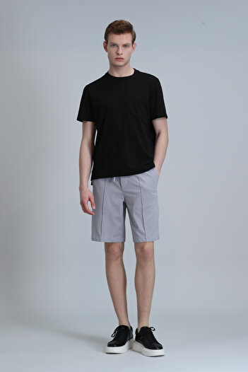 Lufian Men's Gray Slim Fit Chris Sports Shorts