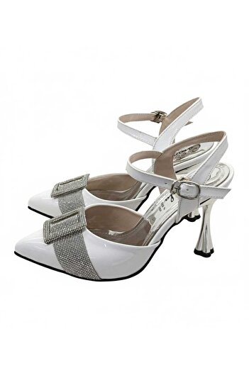 Caramela shoes Shiny heels with diamond accessories, 9 cm high