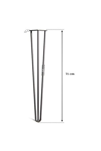 OEM Set de 4 picioare de masă tip ac de păr, vopsite în câmp electrostatic, înălțime 71 cm, profil 12 mm, negru mat