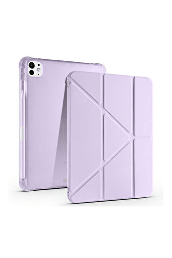 Fuchsia iPad Pro 11 2025 M5 Chip Compatible Tri-Folding Case with Pen Compartment and Smart Stand Feature
