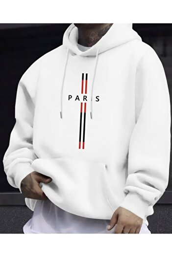 Panda Baskı Tekstil Paris Printed Special Design Hooded Oversize Sweatshirt
