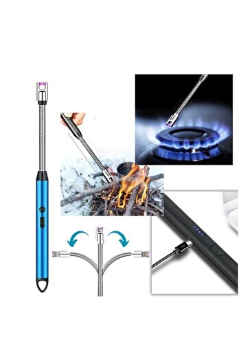 OEM Electric Plasma Lighter — Windproof, Rechargeable, Flexible Neck, Blue