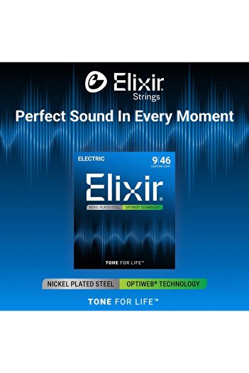 Elixir Electric Guitar Strings Custom Light 19027 Nickel Plated (.009-.046)