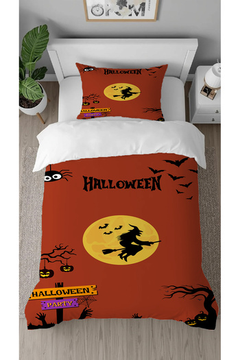 GREENDECOR Halloween Party Witch Pattern Printed Special Design Single Person Style Stylish Duvet Cover Set Without Sheets