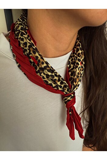 Junsui Accessories Red Leopard Scarf