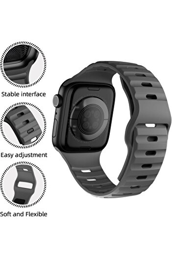 Generic سوار رياضي من السيليكون - متوافق مع ساعة Apple Watch مقاس 38/40/41/42/44/45/49 مم (السلسلة 2-10، SE،