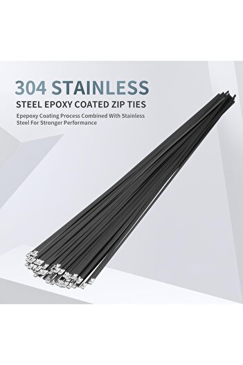 Other Armpow Black Epoxy-Coated Stainless Steel Cable Zip Ties – 20 in, 50 pcs
