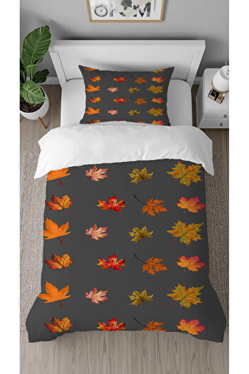 GREENDECOR Bohemian Leaf Colorful Patterned Printed Special Design Single Stylish Duvet Cover Set Without Sheets