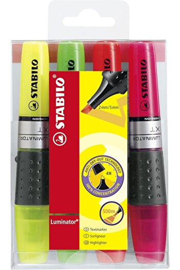 Stabilo Luminator Highlighter Set, 4-piece, Assorted Colors
