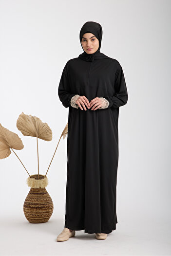 AKPİYYER Lace. Shawl with Zipper, Hijab Prayer Dress