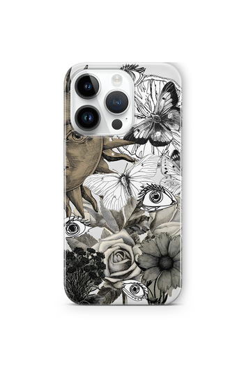 FLAMENKO iPhone 16 Pro Max Sun and Eye Collage Pattern Transparent Phone Case
