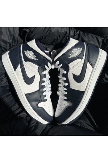JORDAN Sport Shoes 1 Mid Obsidian Gold-Dark Blue