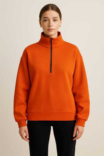 Maison La Femme Women's zip-up crewneck sweatshirt