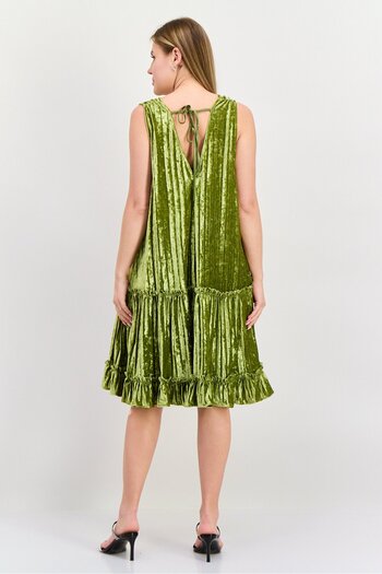 En Saison Women Textured Mini Dress, Light Olive