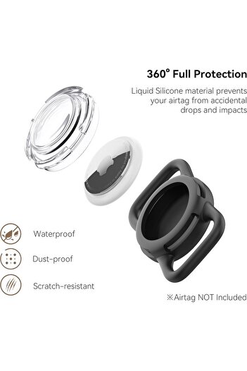 Other Waterproof AirTag Holder for Dog Collars — Soft Full-Body Protective Case for Dogs & Cats (Black,