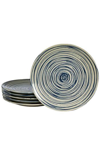 Cesiro Set de 6 farfurii de desert, 20 cm - Fildeș cu cercuri albastre (Maritim, Cesiro)